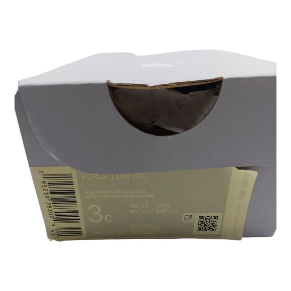 Nike Air Force 1 LV8 TD Shoes Black Metallic Gold Baby 3C DM3387 001 New In Box - Picture 11 of 13